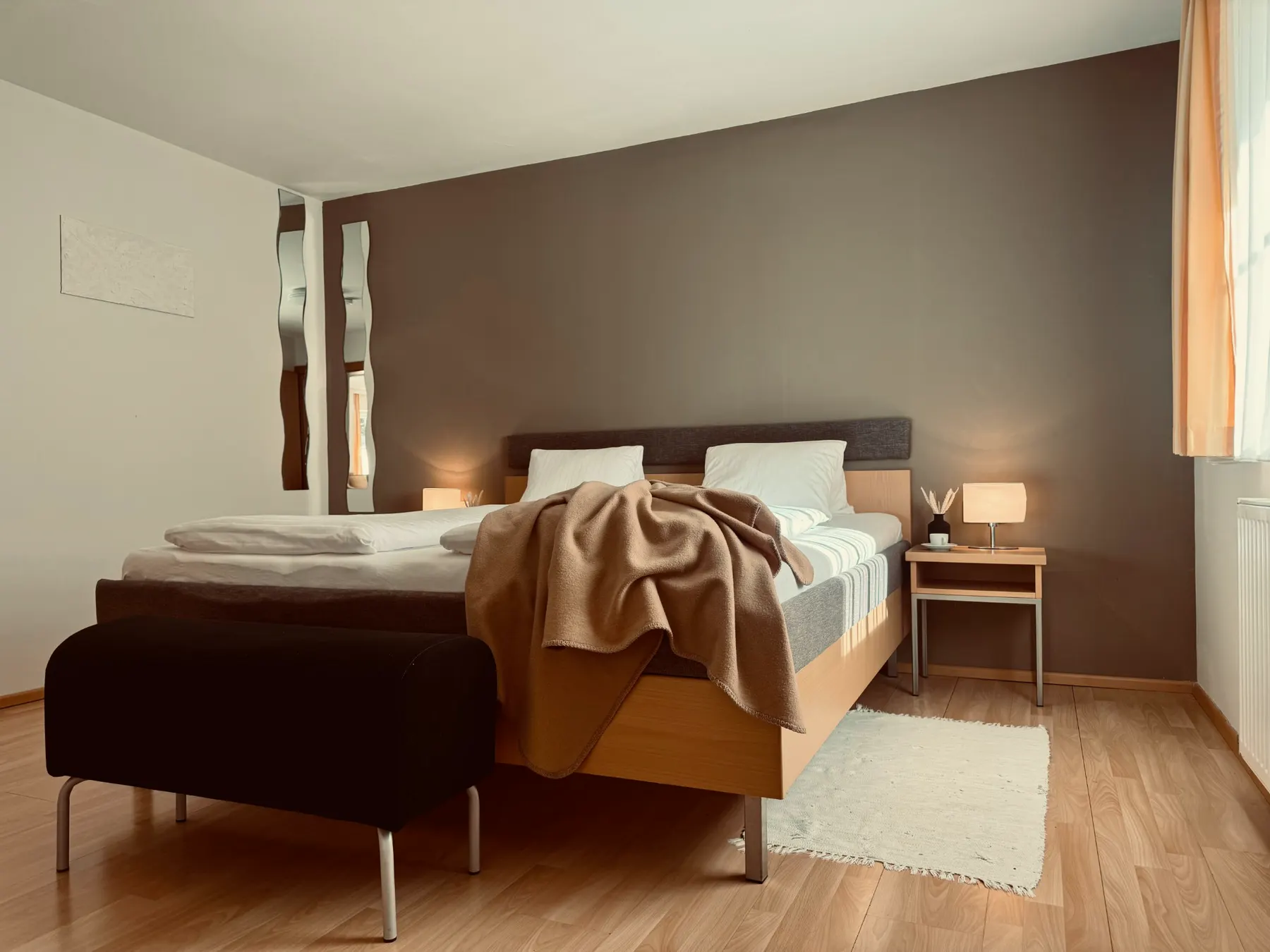 Bedroom with feature wall
