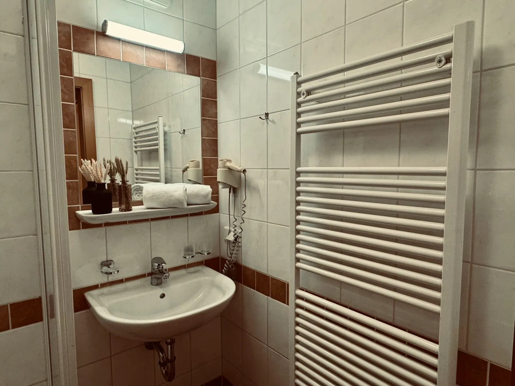 Washbasin with hair dryer