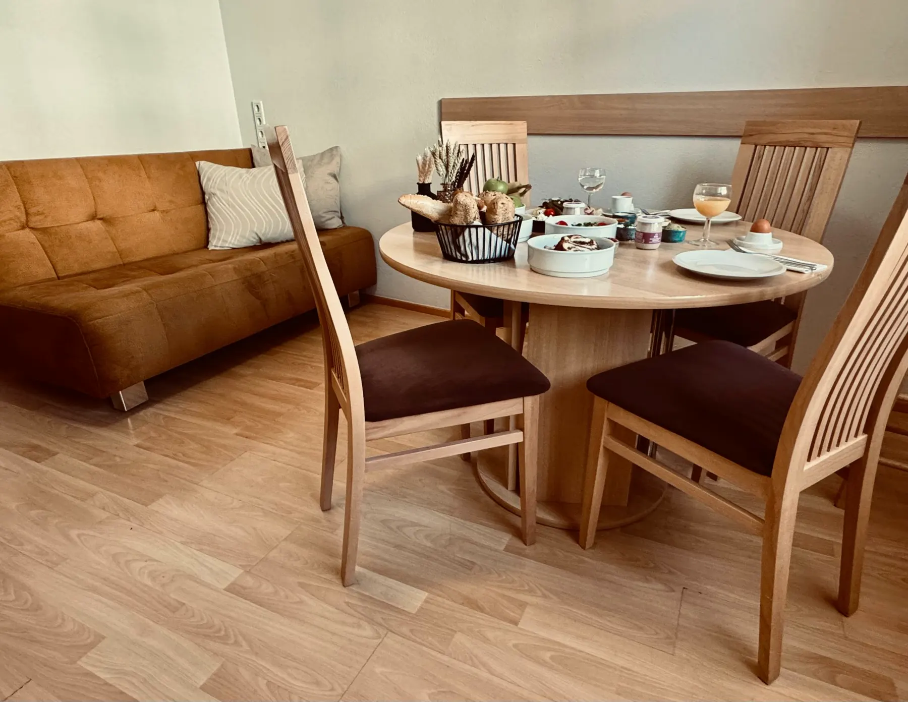 Dining table and sofa