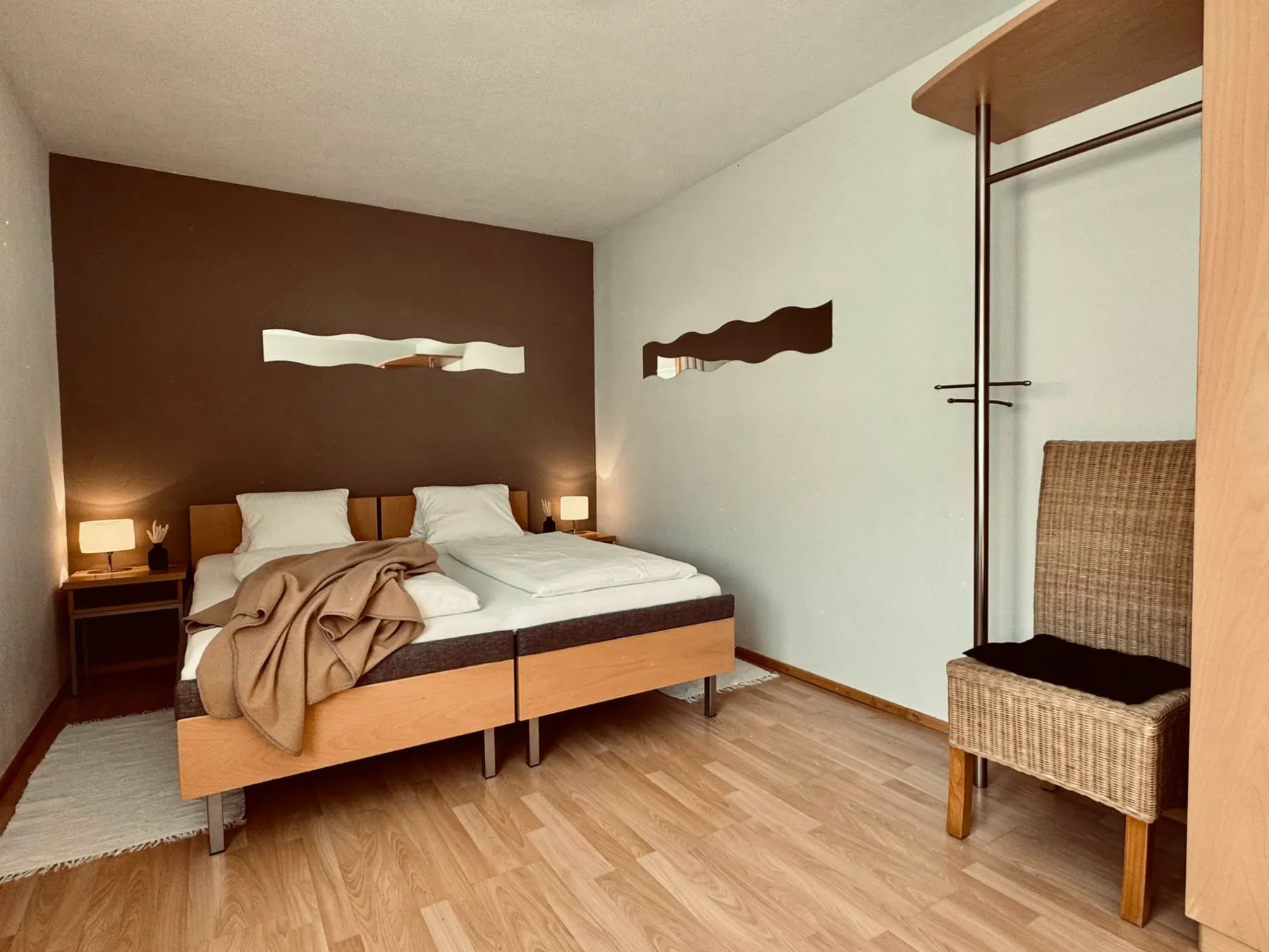 Bedroom with clothes rail