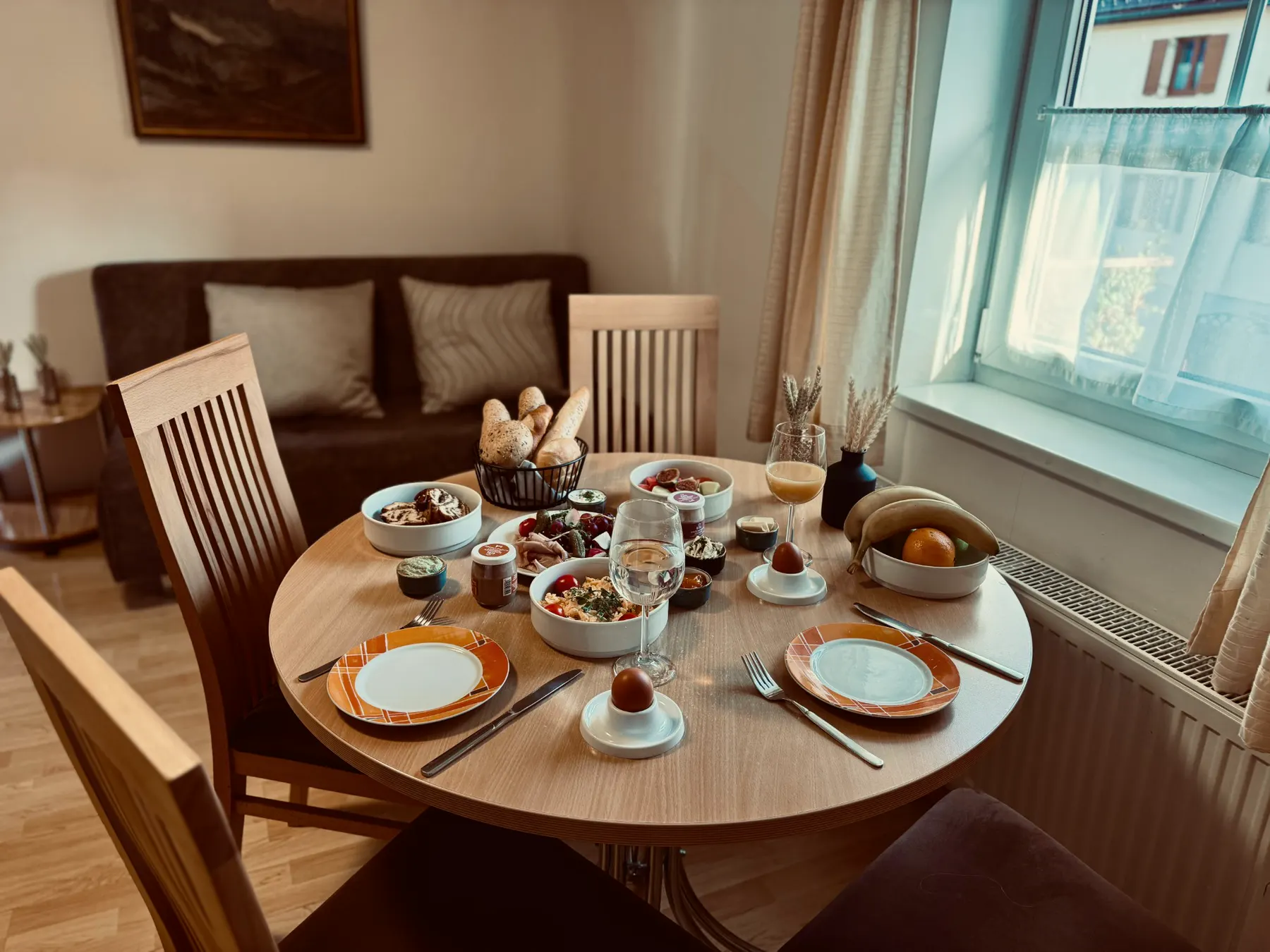 Table laid by the window